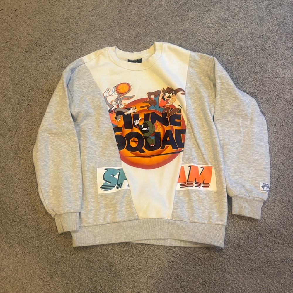Forever 21 Tune Squad Gray and White Sweater